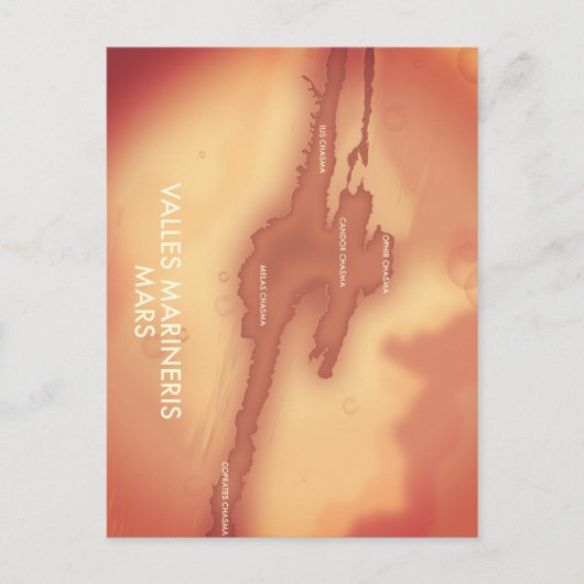 Valles marineris Mars-kaart Briefkaart (Voorkant)