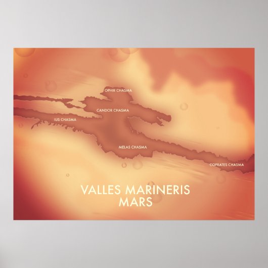 Valles marineris Mars-kaart Poster (Voorkant)