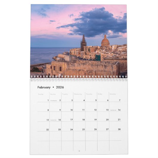 Valletta-landschapskalender Kalender (Feb 2026)