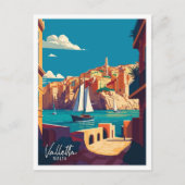 Valletta Malta Art vintage reisillustratie Briefkaart (Voorkant)