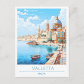 Valletta Malta Art Vintage Travel Briefkaart (Voorkant)