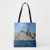 Valletta Malta Cityscape en Vissende bootsouvenir Tote Bag (Voorkant)