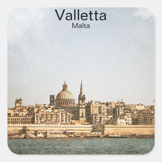 Valletta Malta Mediterraan Vierkante Sticker (Voorkant)