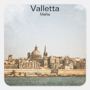 Valletta Malta Mediterraan Vierkante Sticker