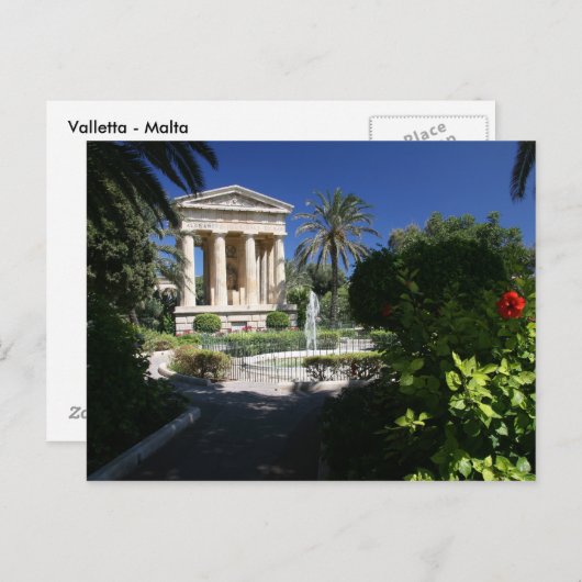 Valletta Malta - oud gebouw in het park Briefkaart (Voorkant / Achterkant)