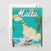 Valletta Malta Reizen  eiland Middellandse Zee Briefkaart (Voorkant / Achterkant)