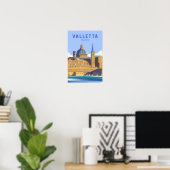 Valletta Malta Reizen Vintage Kunst Poster (Thuiskantoor)