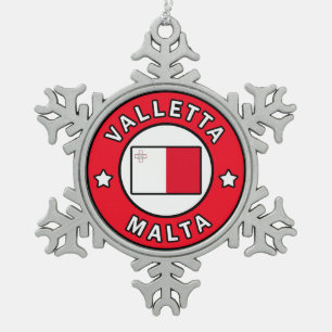Valletta Malta Tin Sneeuwvlok Ornament