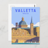 Valletta Malta Travel  Art Briefkaart (Voorkant / Achterkant)