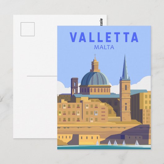 Valletta Malta Travel  Art Briefkaart (Voorkant / Achterkant)