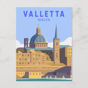 Valletta Malta Travel  Art Briefkaart