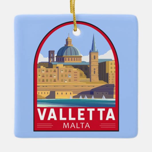 Valletta Malta Travel Art Keramisch Ornament (Voorkant)