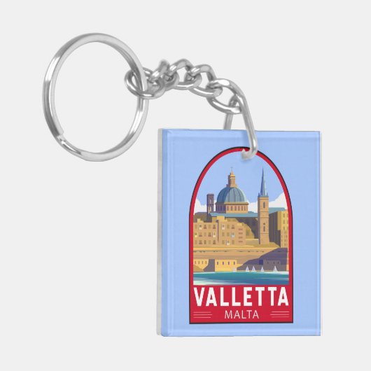 Valletta Malta Travel  Art Sleutelhanger (Voorkant Links)