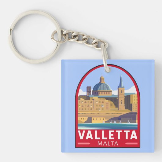 Valletta Malta Travel  Art Sleutelhanger (Voorkant)