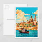 Valletta Malta Travel illustratie Briefkaart (Voorkant / Achterkant)