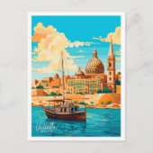 Valletta Malta Travel illustratie Briefkaart (Voorkant)