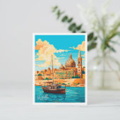 Valletta Malta Travel illustratie Briefkaart (Staand voorkant)