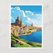 Valletta Malta Travel  illustratie Briefkaart (Voorkant)