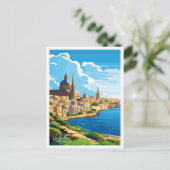 Valletta Malta Travel  illustratie Briefkaart (Staand voorkant)