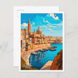 Valletta Malta Travel  illustratie Briefkaart