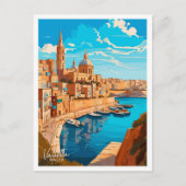 Valletta Malta Travel  illustratie Briefkaart (Voorkant)