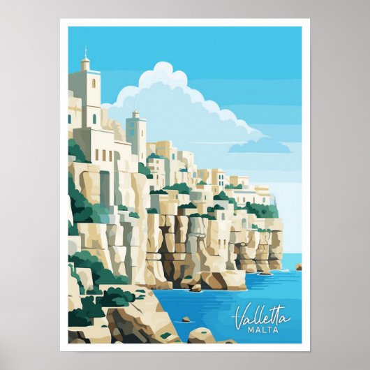 Valletta Malta Travel illustratie Poster (Voorkant)