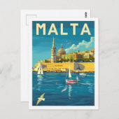 Valletta Malta Vintage Beroemde Reisplaats Briefkaart (Voorkant / Achterkant)