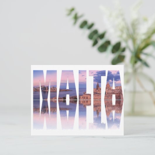 Valletta, oude stad en haven Malta, reflectie over Briefkaart (Staand voorkant)