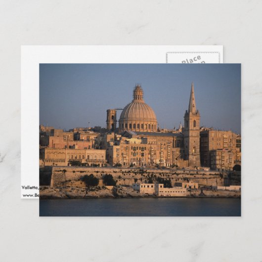 Valletta, uit Sliema Bay, Malta Briefkaart (Voorkant / Achterkant)