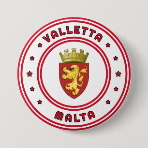 Valletta-wapenschild, Malta Ronde Button 7,6 Cm