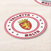 Valletta-wapenschild, Malta Ronde Kartonnen Onderzetter (Gebogen)