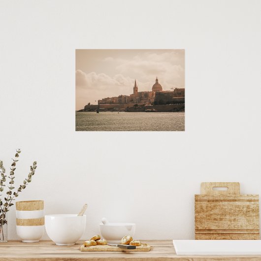 Valletta's Golden Harbor View Poster (Keuken)