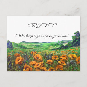 Valley California Poppies Landscape Floral RSVP Uitnodiging Briefkaart