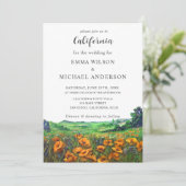 Valley California Poppies Landscape Floral Wedding Kaart (Staand voorkant)