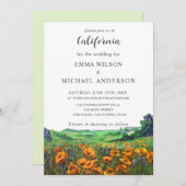 Valley California Poppies Landscape Floral Wedding Kaart (Voorkant / Achterkant)