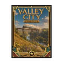 Valley City North Dakota Vintage Art Deco Gouden