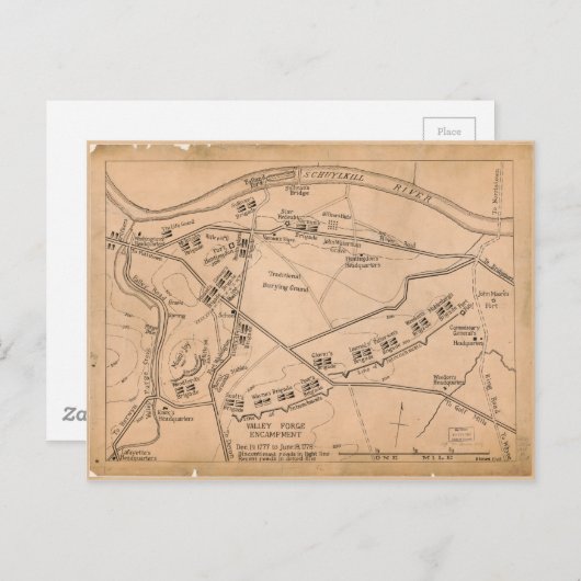 Valley Forge Encampment Map (Dec. 1777-juni 1778) Briefkaart (Voorkant / Achterkant)