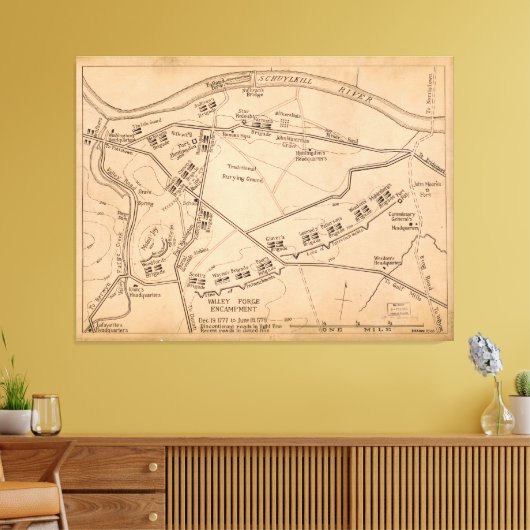 Valley Forge Encampment Map (Dec. 1777-juni 1778) Canvas Afdruk (Insitu (Woonkamer))