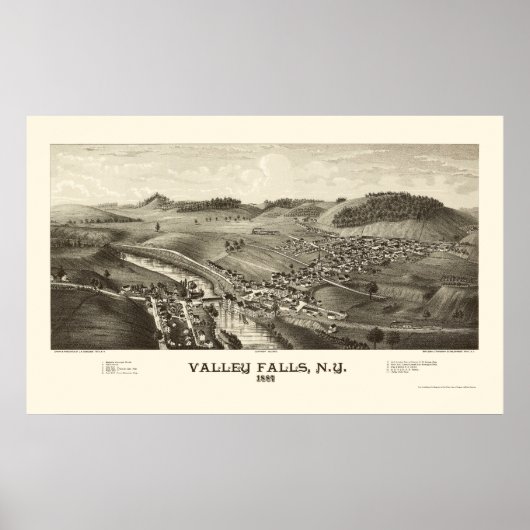 Valley Herfsten, NY Panoramic Map - 1887 Poster (Voorkant)