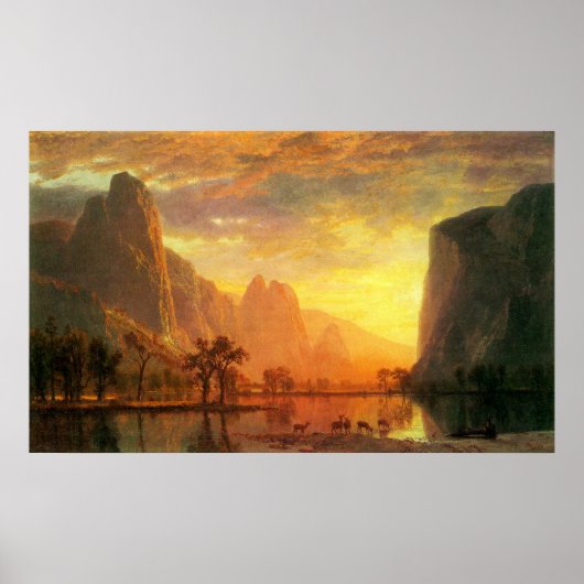 Valley in Yosemite door Bierstadt Poster (Voorkant)