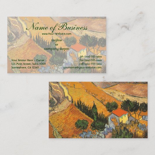 Valley met Plowman van boven; Vincent van Gogh Visitekaartje (Voorkant / Achterkant)