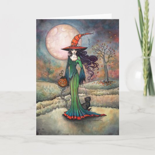 Valley Moon Halloween Witch Art Molly Harrison Kaart (Voorkant)