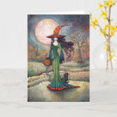 Valley Moon Halloween Witch Art Molly Harrison Kaart (Gele Bloem)