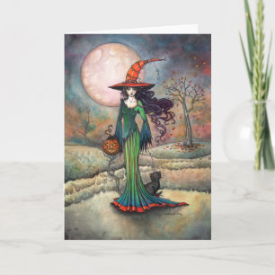 Valley Moon Halloween Witch Art Molly Harrison Kaart