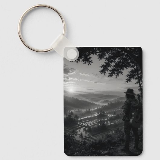 Valley of Dawn Black & White Wanderer Sleutelhange Sleutelhanger (Voorkant)