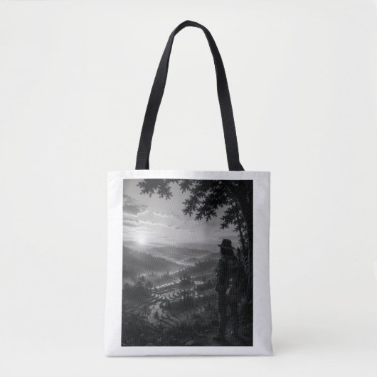 Valley of Dawn Zwarte & Witte Wanderer Tote Tas (Voorkant)