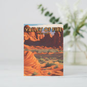 Valley of Fire State Park Retro Travel Poster Briefkaart (Staand voorkant)
