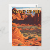 Valley of Fire State Park Retro Travel Poster Briefkaart (Voorkant / Achterkant)