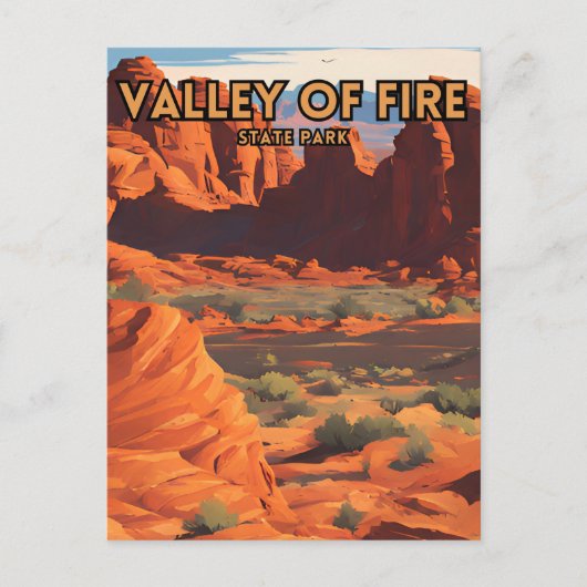 Valley of Fire State Park Retro Travel Poster Briefkaart (Voorkant)