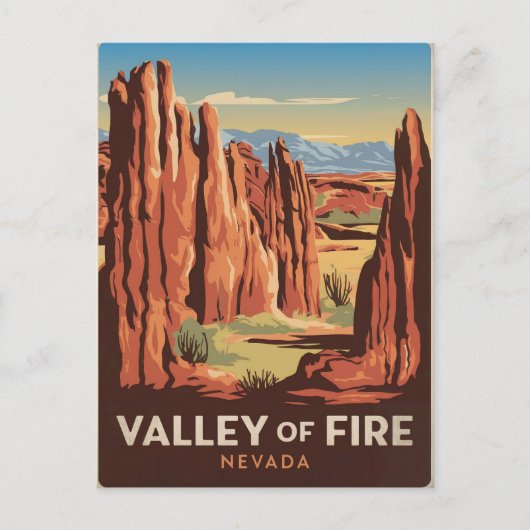 Valley of Fire Vintage van Nevada Briefkaart (Voorkant)
